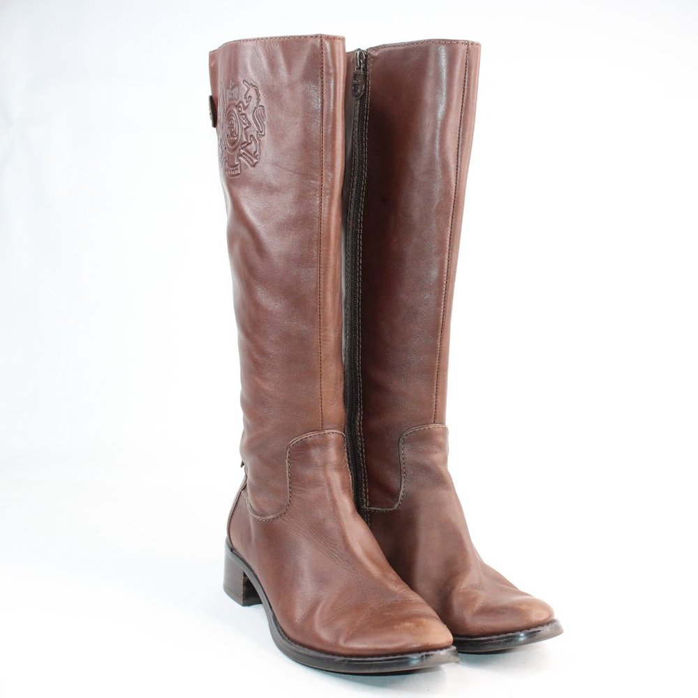Etienne Aigner EVIRA Brown Leather Knee High Boots #137 - Picture 2 of 9